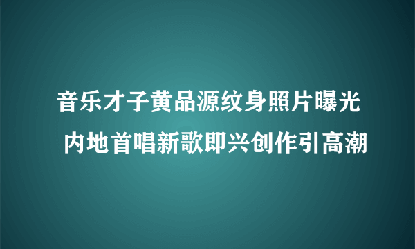 音乐才子黄品源纹身照片曝光 内地首唱新歌即兴创作引高潮