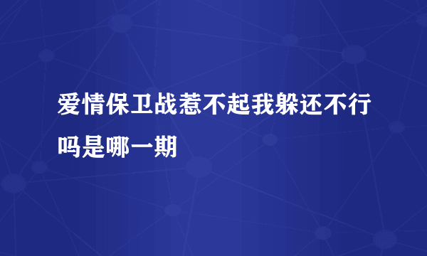 爱情保卫战惹不起我躲还不行吗是哪一期