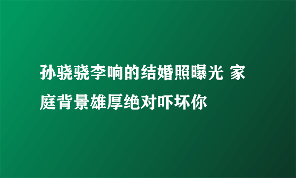 孙骁骁李响的结婚照曝光 家庭背景雄厚绝对吓坏你