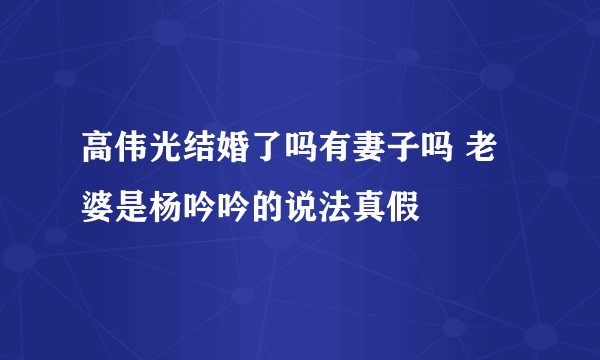 高伟光结婚了吗有妻子吗 老婆是杨吟吟的说法真假