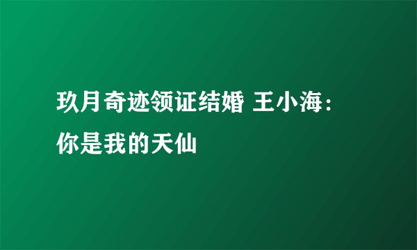 玖月奇迹领证结婚 王小海：你是我的天仙