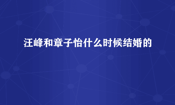 汪峰和章子怡什么时候结婚的