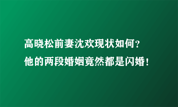 高晓松前妻沈欢现状如何？ 他的两段婚姻竟然都是闪婚！