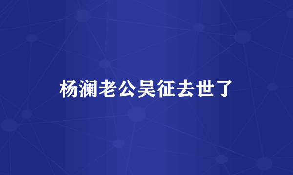 杨澜老公吴征去世了