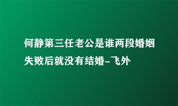 何静第三任老公是谁两段婚姻失败后就没有结婚-飞外