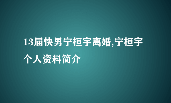 13届快男宁桓宇离婚,宁桓宇个人资料简介