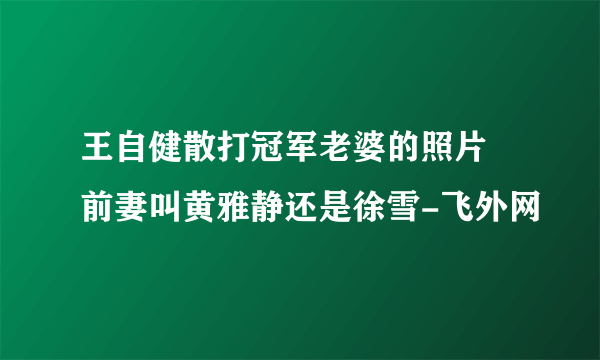 王自健散打冠军老婆的照片 前妻叫黄雅静还是徐雪