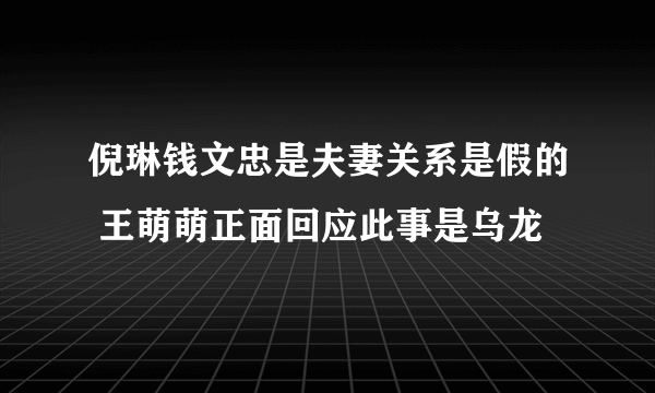 倪琳钱文忠是夫妻关系是假的 王萌萌正面回应此事是乌龙