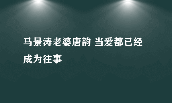 马景涛老婆唐韵 当爱都已经成为往事