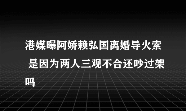 港媒曝阿娇赖弘国离婚导火索 是因为两人三观不合还吵过架吗