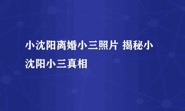 小沈阳离婚小三照片 揭秘小沈阳小三真相