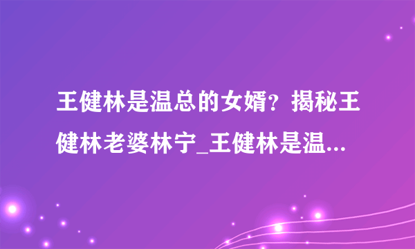 王健林是温总的女婿？揭秘王健林老婆林宁_王健林是温总的女婿_飞外网