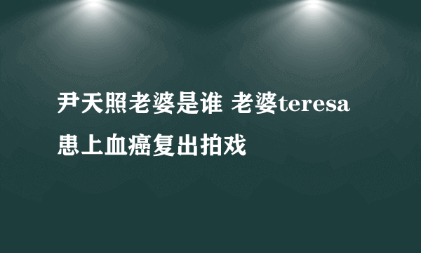 尹天照老婆是谁 老婆teresa患上血癌复出拍戏