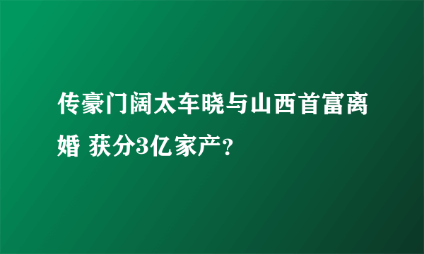 传豪门阔太车晓与山西首富离婚 获分3亿家产？