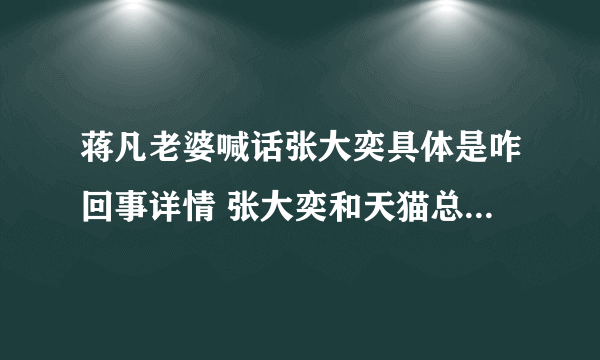 蒋凡老婆喊话张大奕具体是咋回事详情 张大奕和天猫总裁什么关系