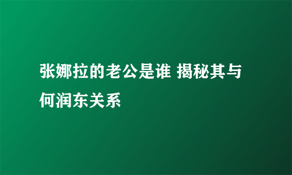 张娜拉的老公是谁 揭秘其与何润东关系