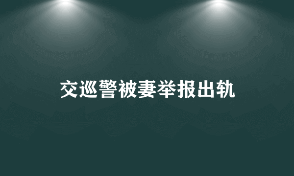 交巡警被妻举报出轨