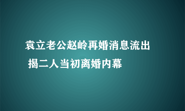 袁立老公赵岭再婚消息流出     揭二人当初离婚内幕