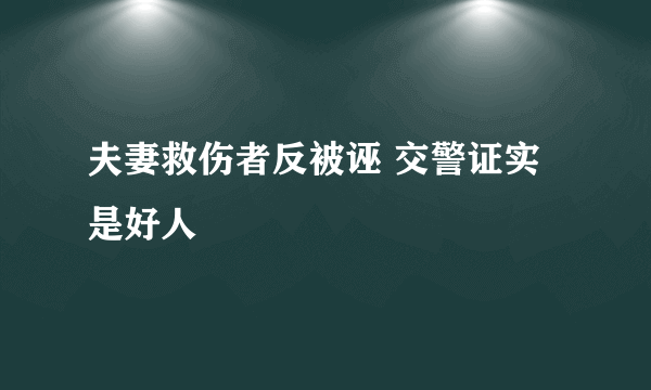 夫妻救伤者反被诬 交警证实是好人