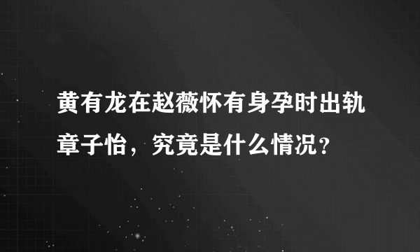 黄有龙在赵薇怀有身孕时出轨章子怡，究竟是什么情况？