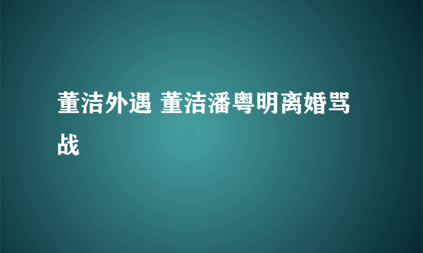 董洁外遇 董洁潘粤明离婚骂战