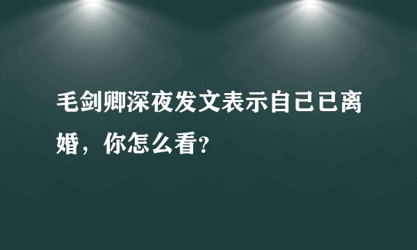 毛剑卿深夜发文表示自己已离婚，你怎么看？