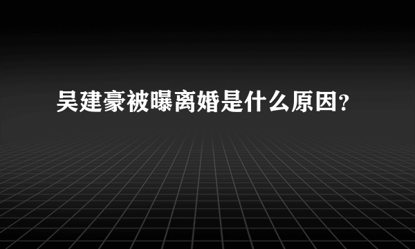 吴建豪被曝离婚是什么原因？