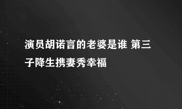 演员胡诺言的老婆是谁 第三子降生携妻秀幸福