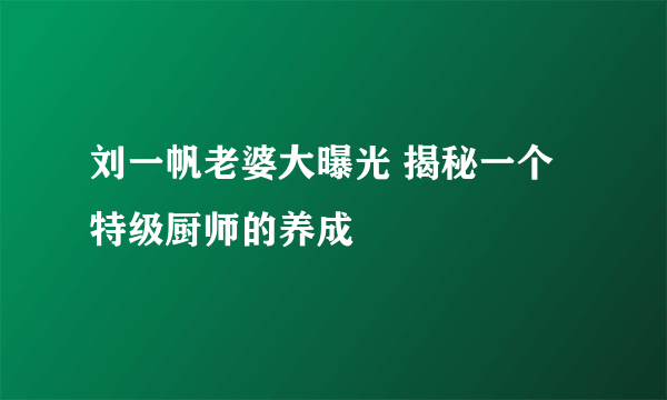 刘一帆老婆大曝光 揭秘一个特级厨师的养成