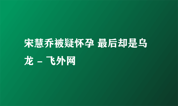 宋慧乔被疑怀孕 最后却是乌龙