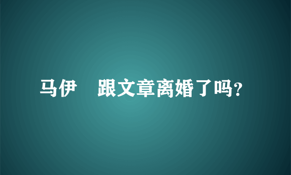 马伊琍跟文章离婚了吗？