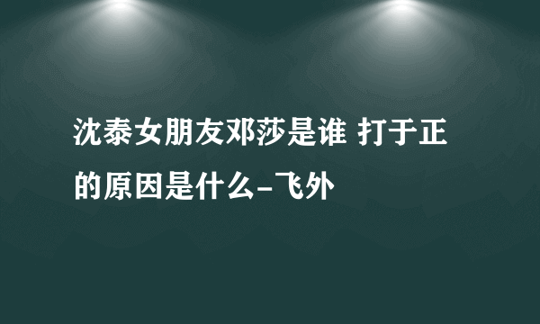 沈泰女朋友邓莎是谁 打于正的原因是什么