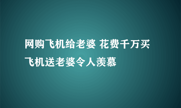 网购飞机给老婆 花费千万买飞机送老婆令人羡慕