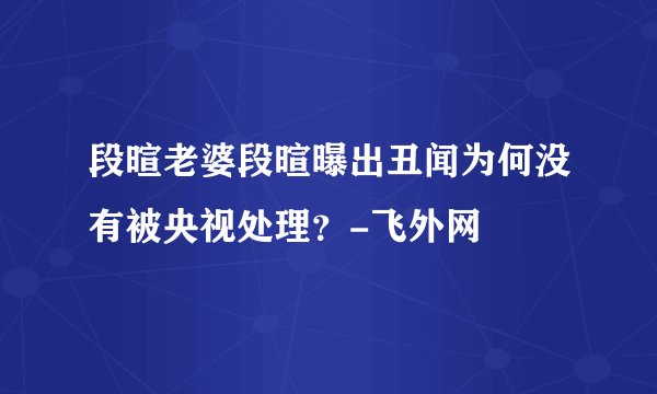 段暄老婆段暄曝出丑闻为何没有被央视处理？-飞外网