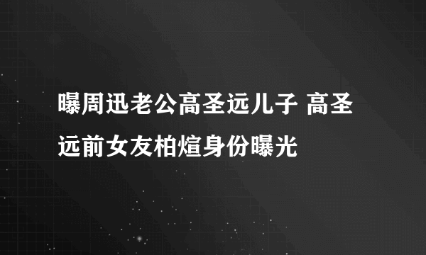 曝周迅老公高圣远儿子 高圣远前女友柏煊身份曝光