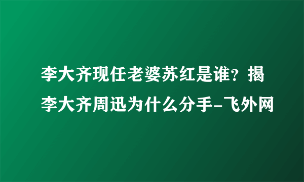 李大齐现任老婆苏红是谁？揭李大齐周迅为什么分手-飞外网