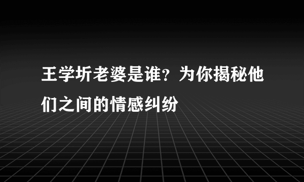 王学圻老婆是谁？为你揭秘他们之间的情感纠纷