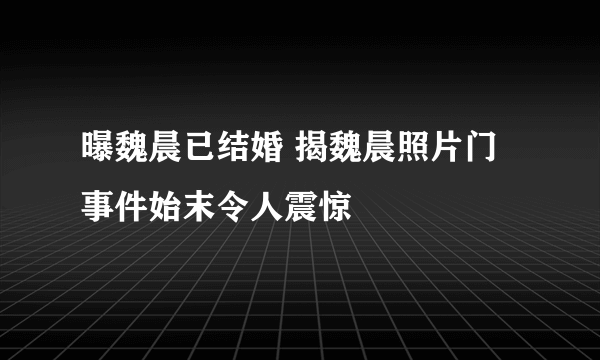 曝魏晨已结婚 揭魏晨照片门事件始末令人震惊