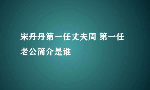 宋丹丹第一任丈夫周 第一任老公简介是谁