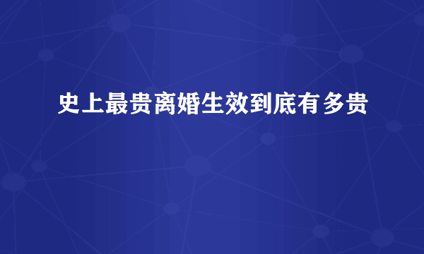 史上最贵离婚生效到底有多贵