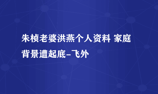 朱桢老婆洪燕个人资料 家庭背景遭起底