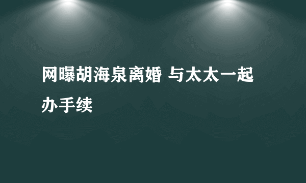 网曝胡海泉离婚 与太太一起办手续