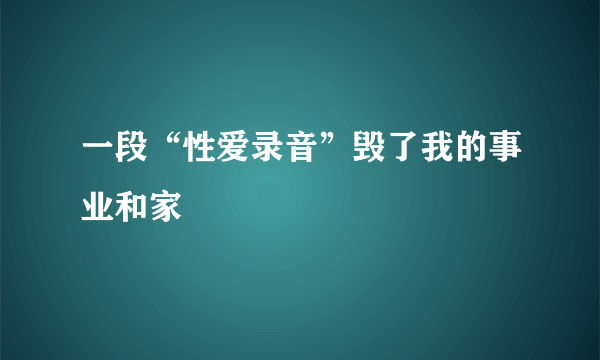 一段“性爱录音”毁了我的事业和家