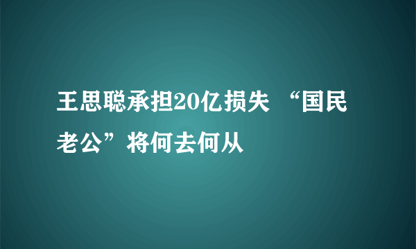 王思聪承担20亿损失 “国民老公”将何去何从