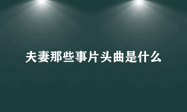 夫妻那些事片头曲是什么