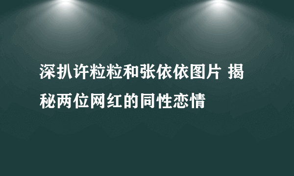 深扒许粒粒和张依依图片 揭秘两位网红的同性恋情