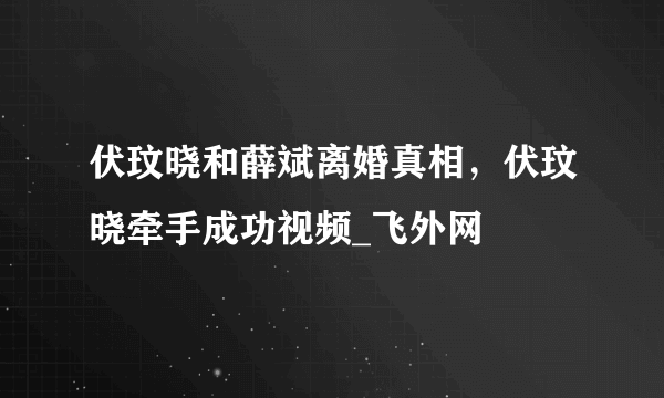 伏玟晓和薛斌离婚真相，伏玟晓牵手成功视频