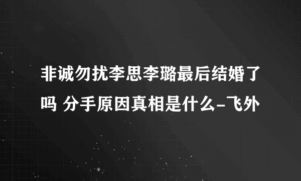 非诚勿扰李思李璐最后结婚了吗 分手原因真相是什么