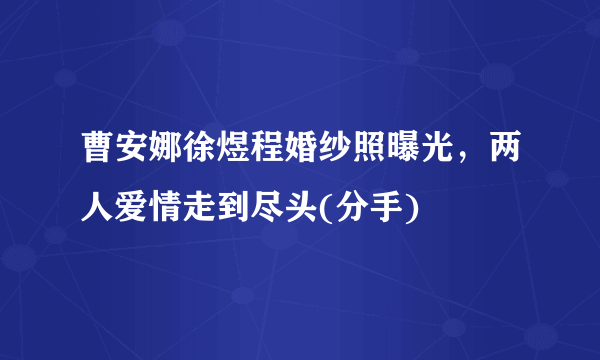 曹安娜徐煜程婚纱照曝光，两人爱情走到尽头(分手) 