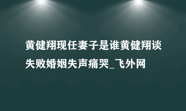 黄健翔现任妻子是谁黄健翔谈失败婚姻失声痛哭